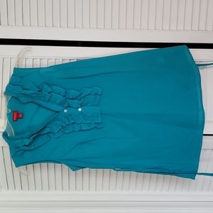 Blue ruffle top with back tie